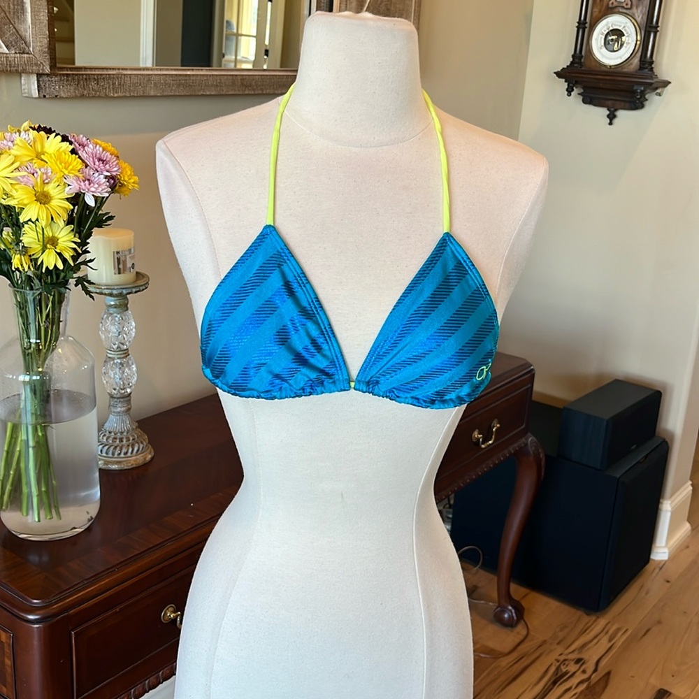 Blue Striped Bikini Top